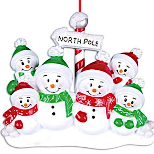6 Snowmen at the North Pole Family Personalized Ornament - Etsy