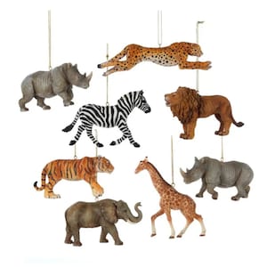 Safari Animals Christmas Ornament - Zoo Animal Ornaments - Cheetah, Rhino, Zebra, Lion, Tiger, Elephant, Giraffe Ornaments 2025
