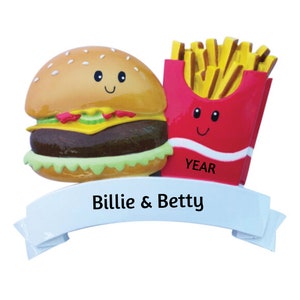 Personalized Couple Ornament - Burger & Fries Ornament - Burger Ornament -  French Fries Ornament - Fast Food Christmas Ornament