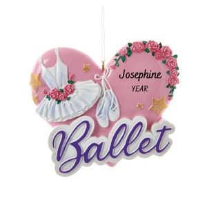 Personalized Ballet Christmas Ornament - Ballerina Ornament - Ballet Slippers with Heart Ornament - Ballet Tutu Ornament - Princess Ornament