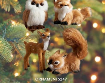 Woodland Animal Ornaments - Furry Brown Deer, Squirrel, Owl, Raccoon and Fox Christmas Ornaments 2026