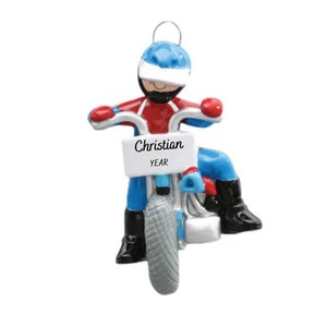 Personalized Dirt Bike Ornament - Motorcross Ornament - Kid Riding Dirt Bike Personalized Christmas Ornament - Motorcycle Ornament
