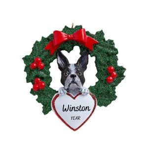 Boston Terrier Dog Personalized Christmas Ornament - Custom Boston Terrier Gift - Gift for Boston Terrier Dog Owner - Pet Memorial Ornament