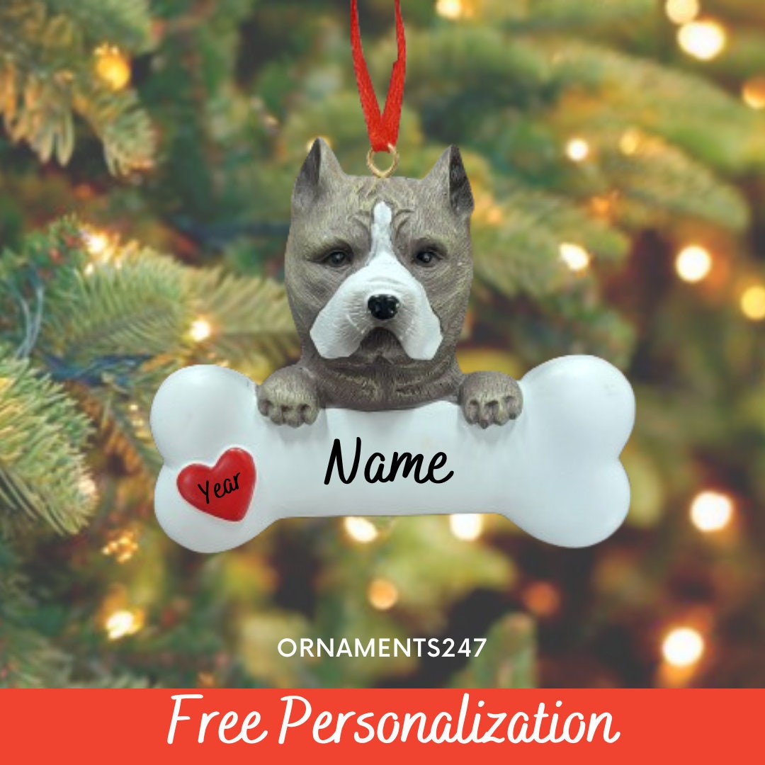 Pitbull Personalized Christmas Ornament Pitbull Dog Ornament Custom