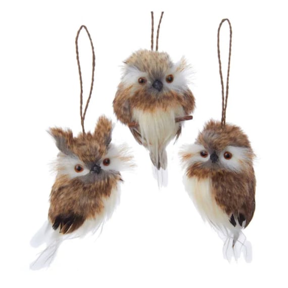 Little Fur Woodland Animal Brown Owl - Furry Owl Holiday Christmas Ornament 2022