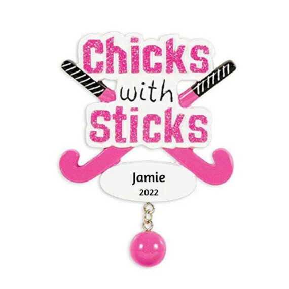 Field Hockey Personalized Christmas Ornament - Chicks with Sticks Hand Personalized Christmas Ornament 2022