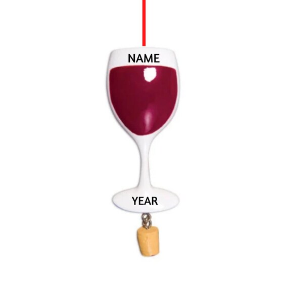 Red Wine Glass with Cork Personalized Christmas Ornament - Wine Lover Hand Personalized Christmas Ornament 2022