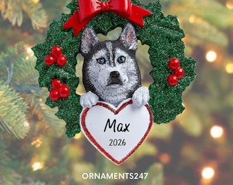 Personalisierter Weihnachtsschmuck mit Sibirischem Husky | Individuelles Geschenk für Sibirische Husky-Fans | Geschenk für Husky-Besitzer | Gedenkschmuck für Haustiere 2026