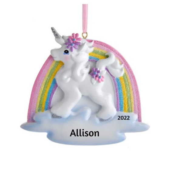 Unicorn with Rainbow Christmas Ornament for Personalization 2022