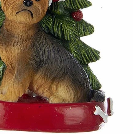 Palla Di Natale Personalizzata Yorkie Con Cappello Di Babbo Natale - Ornamento In Resina 10,8 Cm Con Nome, Regalo Unico Per Amanti Cane