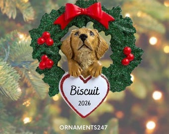 Adorno navideño personalizado para Labrador amarillo / Regalo navideño personalizado para Labrador amarillo / Regalo para dueño de Labrador amarillo / Adorno conmemorativo para mascotas 2026