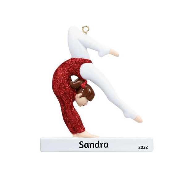 Gymnast Girl on Beam Personalized Christmas Ornament - Gymnastics Hand Personalized Christmas Ornament