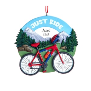 Personalized Cycling Ornament - Mountain Bike Ornament - Just Ride Biking Ornament - Personalized Bike Christmas Ornament - Trail Riding