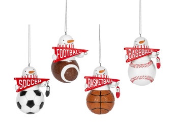 Adornos de la serie deportiva de muñeco de nieve: fútbol, fútbol, béisbol, baloncesto Adornos navideños navideños 2024