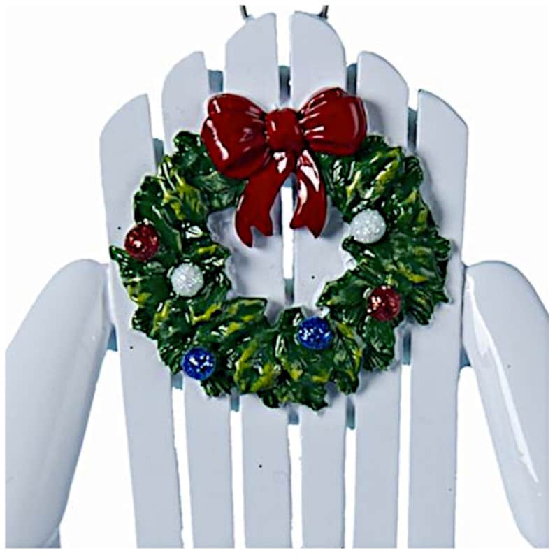 White Adirondack Chair With Festive Holiday Wreath Christmas Etsy