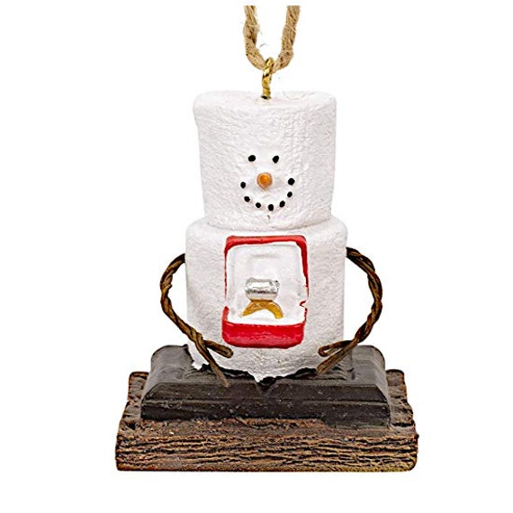 S'mores Man presenting an Engagement Ring - Engagement - Proposal - Will You Marry Me Christmas Ornament 2022
