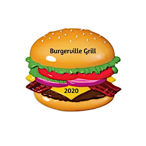 Burger Personalized Ornament - Cheeseburger - Bacon Hamburger - Hand Personalized Christmas Ornament 2022