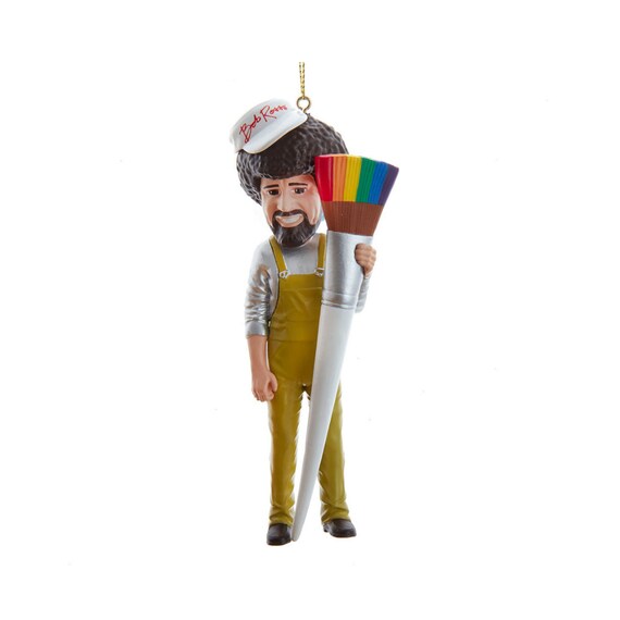 Bob Ross Artist with Rainbow Paint Brush Christmas Tree Ornament 2022