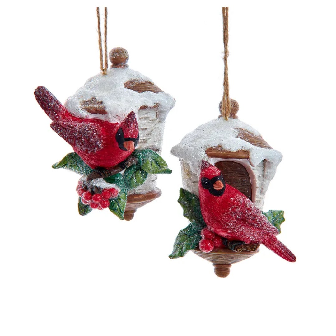 Cardinal Christmas Ornaments - Red Cardinals in a Birdhouse Christmas ...