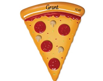 Pizza Personalized Ornament - Pepperoni Pizza Party - Hand Personalized Christmas Ornament