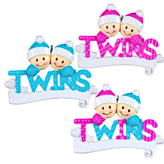 Twin Girls Ornament, Twin Boys Ornament -Girl/Girl, Boy/Boy, Boy/Girl - Baby's 1st Christmas - Twin Personalized Christmas Ornament