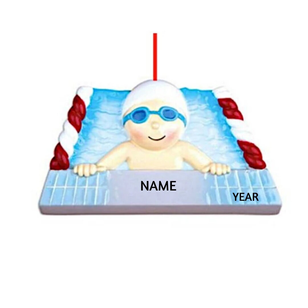 Swimmer Boy in Pool Personalized Ornament Swim Team New Swimmer Taking ...