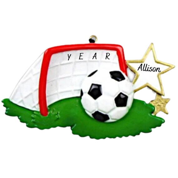 Soccer Personalized Christmas Ornament - Soccer Goal Hand Personalized Christmas Ornament