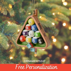 Billiard Holiday Christmas Ornament - Pool Balls Racked Ornament