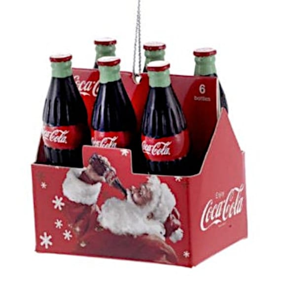BRAND NEW Coca-Cola Set of 2 Bottle Cap Ornaments Polar Bear and Santa Clause 