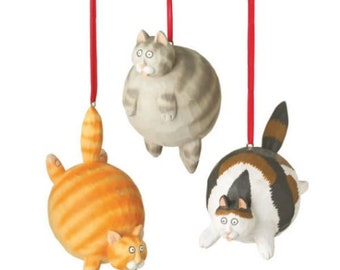 Fat Cats Christmas Ornament  - Orange, Grey, and Brown Cat Ornament