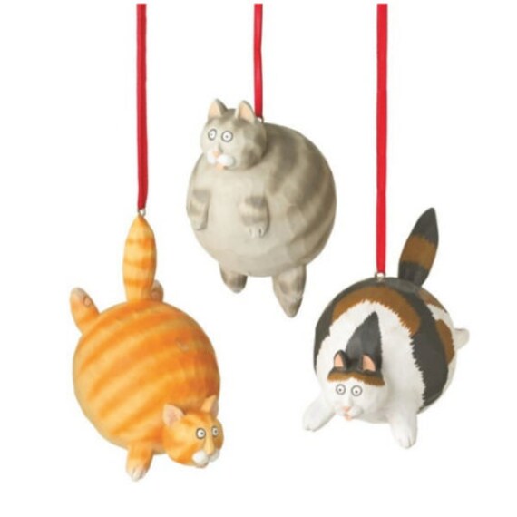 Fat Cats Christmas Ornament - Orange, Grey, and Brown Cat Ornament
