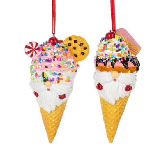 Loaded Ice Cream Cone with Sprinkles and a Cherry Holiday Christmas Ornament