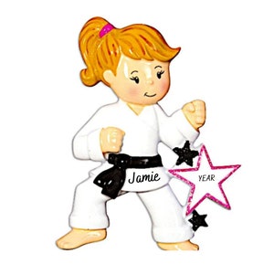 Personalisierte Karate Mädchen Ornament - Karate Weihnachtsverzierung - Martial Arts Ornament - Taekwondo Ornament, Jiu Jitsu Ornament