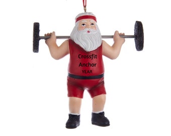 Personalized Weightlifting Ornament - Weightlifter Ornament - Santa Weightlifting Christmas Ornament - Gym Ornament - Fitness Ornament