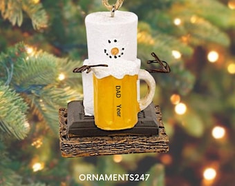 Adorno de cerveza personalizado - Adorno de jarra de cerveza - Adorno de cerveza artesanal - Adorno de jarra de cerveza S'Mores - Adorno para intercambio de regalos - Regalos para papá
