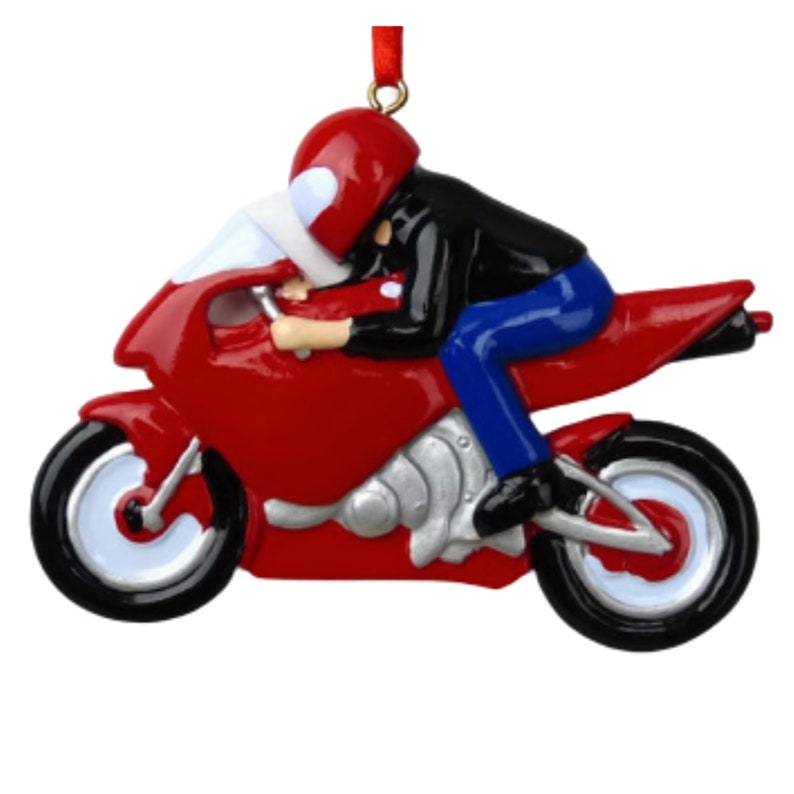 Red Sports Bike Motorcycle Personalized Christmas Ornament Motorcycle Hand Personalized Ornament