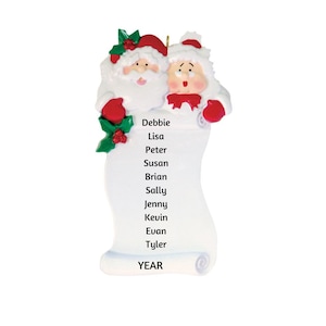 Personalisierte Weihnachtsliste Familienverzierung - Großeltern Verzierung, Mr & Mrs Clause Nette Liste personalisierte Weihnachtsverzierung, Familienverzierung