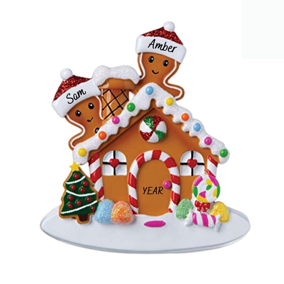 Gingerbread Cookies Christmas Ornament - 2 Gingerbread Cookies Couple by Festive Gingerbread House Personalized Christmas Ornament 2022