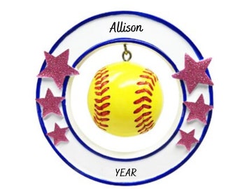 3D Softball Hand Personalized Christmas Ornament