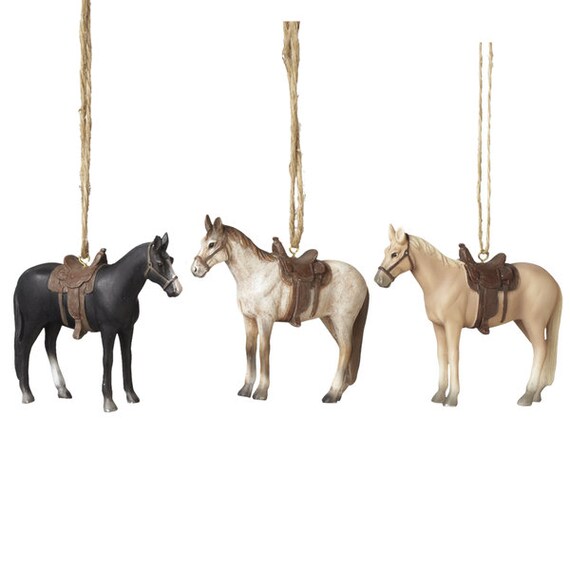 Black, Brown or White Horse with Saddle Holiday Christmas Ornament 2022