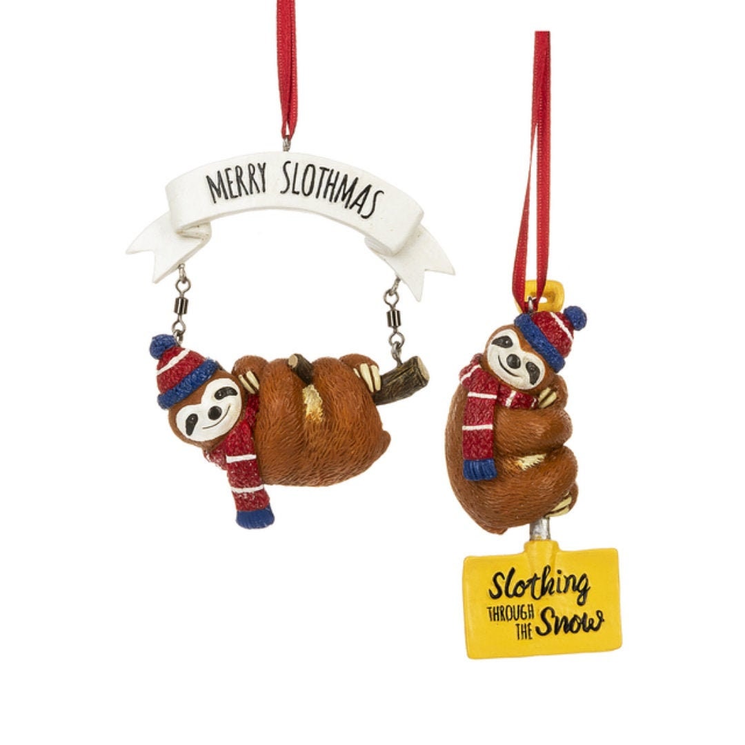 Snow For Christmas 2022 Illinois Merry Slothmas And Slothing Through The Snow Christmas Ornaments - Festive  Sloth Ornaments 2022