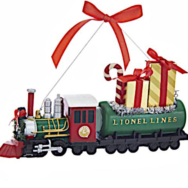 Lionel Train with Red and Gold Presents Candy Cane and Wreath | Etsy