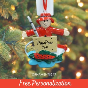 Personalized Fishing Ornament - Fisher Ornament - Gone Fishing Man with Fishing Rod Christmas Ornament - Fishing Trip Ornament