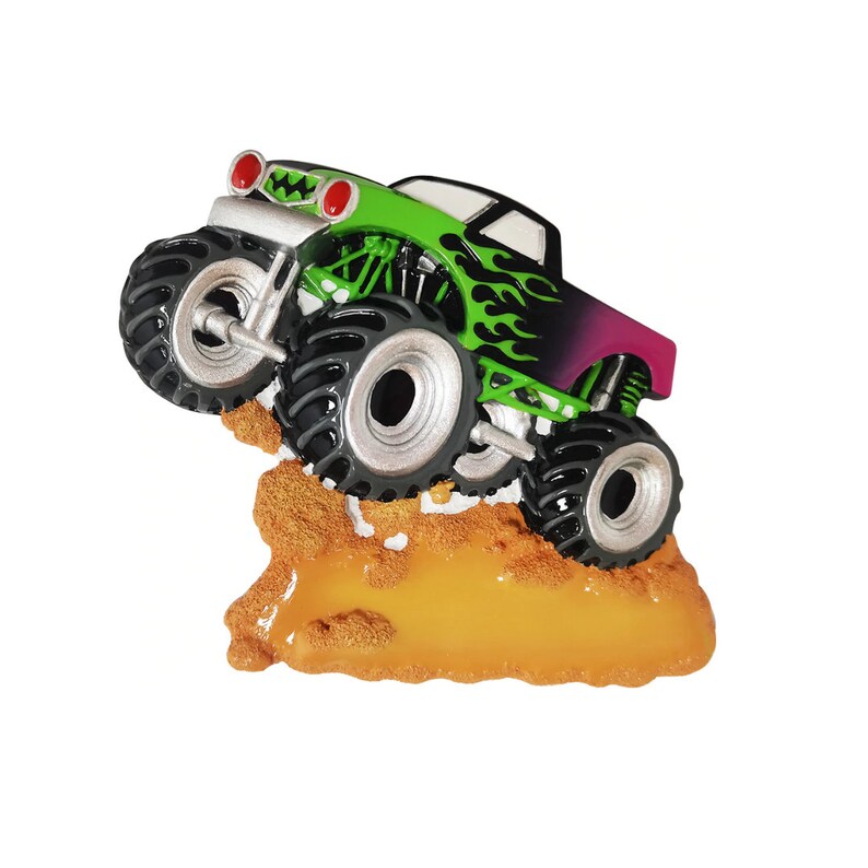 Personalized Monster Truck Christmas Ornament - Monster Truck Ornament - Monster Jam Ornament - Monster Truck with Green Flames Ornament image 4