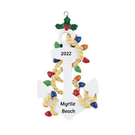 White Adirondack Chair with Festive Holiday Christmas Lights Personalized Ornament 2022