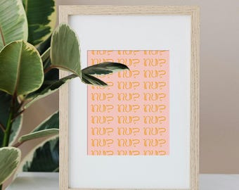 Nu? Print - Yiddish Phrase | Modern Jewish Pop Art Digital Download - Yellow on Peach