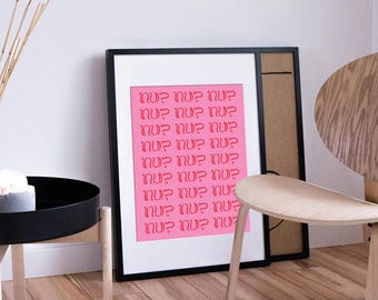 Nu? Print - Yiddish Phrase | Modern Jewish Pop Art Digital Download - Red on Pink