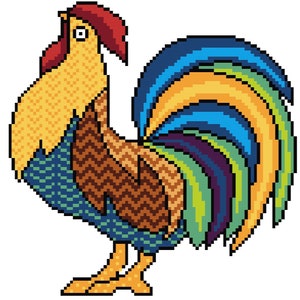 Quirky Rooster Cross Stitch PDF Pattern