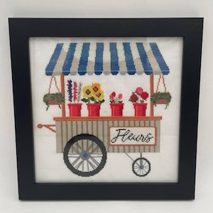 Fleurs Cart Cross Stitch Pattern
