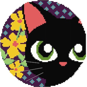 Peek-a-Boo Cat Cross Stitch Pattern